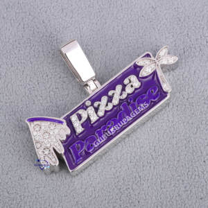 Accessoire personnalisé d'inspiration alimentaire Design ludique Tranche de pizza Pendentif en diamant Moissanite en argent sterling 925 Cadeau pour les gourmands - Product Image 2