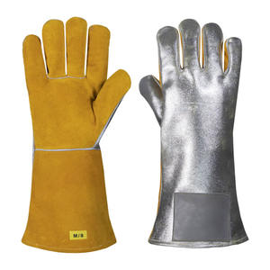 Guantes de soldadura aluminizados de cuero de vaca de primera calidad, guantes de seguridad duraderos, resistentes a chispas de calor - Product Image 1