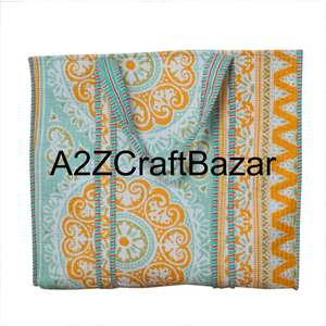 Sac fourre-tout à bandoulière en coton matelassé fait main pour femmes, sac de shopping écologique bohème indien avec imprimé en bloc - Product Image 5