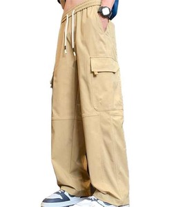 OEM Service Men's Plus Size Woolen Sweatpants 100% Cotton Breathable Waterproof Multi-Pocket Casual Streetwear <b>Elastic</b> Waist - Product Image 1