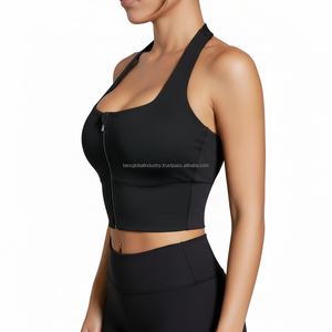 Zip Front Women Sports <b>Bra</b> High Neck Fitness Yoga <b>Bra</b> Custom Summer Gym Wear - Product Image 3