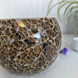 Porte-bougie en verre mosaïque de quartz pour la décoration de balcon, design élégant, porte-bougie artisanal pour Noël - Product Image 1