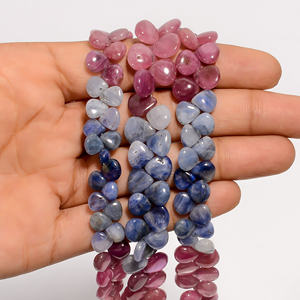 Cuentas de zafiro, cuentas lisas con forma de corazón de zafiro múltiple, cuentas de piedras preciosas de zafiro múltiple, cuentas de zafiro múltiple para la fabricación de joyas - Product Image 2