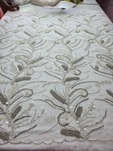 Cristal de lujo pesado con cuentas de oro rosa diseño completo de Red de cristal pesado encaje de boda tela personalizada - Product Image 4