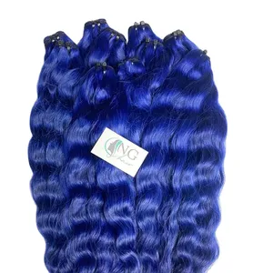 Big Discount 8% For Christmas Natural Wave Style Weft Hair Extensions Only Blue Color
