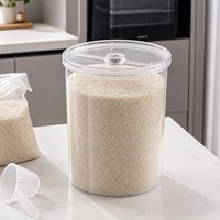 Conteneur de stockage de riz hermétique en PET transparent, distributeur de céréales avec couvercle anti-parasites pour le stockage alimentaire en cuisine