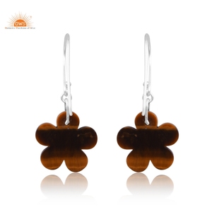 Último diseño de plata esterlina 18K chapado en oro Natural Ojo de Tigre piedra preciosa colgante pendiente Demi joyería fina fabricante - Product Image 3