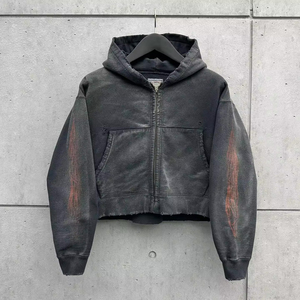 2025 Vintage Sun Fade Joggers Vêtements AcidWash Deux Pièces Ensemble Polaire Lourd GSM Survêtement Survêtement - Product Image 4