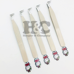 Pinzas Profesionales para Extensión de Pestañas Hello Kitty, Acero Inoxidable, Color Durazno, Antimagnéticas, Duraderas, con Logotipo, MOQ Bajo, para Pestañas de Mink - Product Image 6