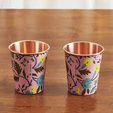 Vaso de cobre con estampado floral, vaso de cobre con estampado étnico brillante y brillo duradero, vaso de agua de cobre puro - Product Image 5