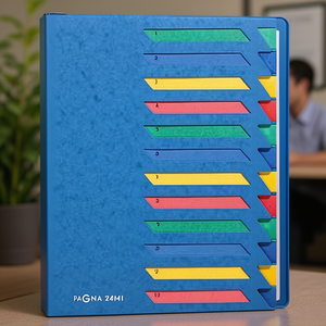 PAGNA Classic DIN <b>A4</b> Deskorganizer Blue Pressboard File <b>Folder</b> with Multicolored 12 Compartment Block - Product Image 3