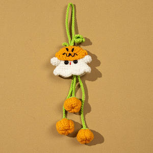 2025 Handmade Creative Trendy Little Ghost Car Hanging Ornament Cute Crochet Rearview Mirror Decoration New Other Lanyards - Product Image 3