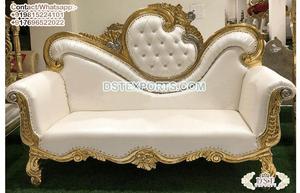 Sofá de Boda Elegante Blanco y Dorado, Diseño de Corazón para Escenario de Boda, Sofá Moderno de Madera Fiji Color Blanco Dorado para Eventos en Canadá - Product Image 3