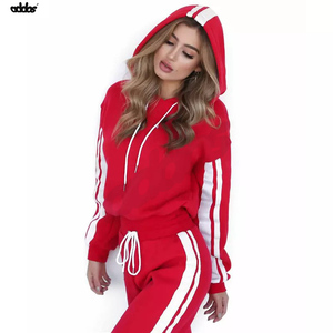 Chándal con logotipo personalizado para mujer, Tops cortos con capucha, conjuntos de chándales con bloques de Color azul - Product Image 4