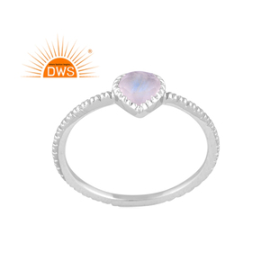 Meilleure qualité 925 argent Sterling naturel arc-en-ciel lune pierre gemme coeur Design bague fabricant de bijoux personnalisés - Product Image 1