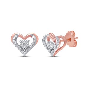Pendientes de Diamantes Delicados con Forma de Corazón, 0.10 Ct, Diamantes Cultivados en Laboratorio, Oro Sólido de 14K, para Bodas, Compromisos y Fiestas - Product Image 1