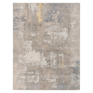 Alfombra Kavi Gris Negra de Lana y Seda de Bambú Anudada a Mano, 7-8 mm de Grosor, Textura Suave, Patrón Abstracto Rectangular, para Uso en el Hogar y el Pasillo, 24 - Product Image 1