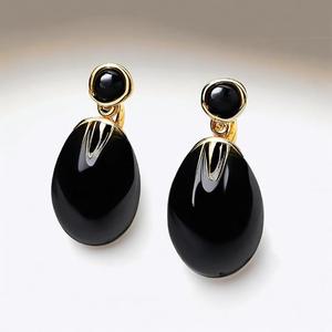 ต่างหูเงินสเตอริ925พร้อมโอนิกซ์สีดำของผู้หญิงเครื่องประดับงานแต่งงานอินเดียเครื่องประดับเงิน925ขายส่ง - Product Image 3