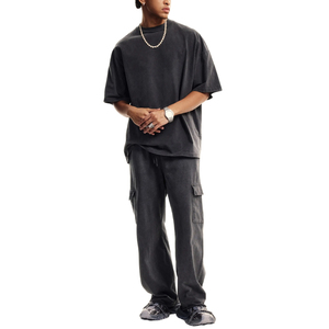 Camiseta Casual Oversize para Hombre, de Alta Calidad, 380 Gramos, Diseño Sólido, Estilo Urbano, Ligera, Corta, Personalizable en la Parte Delantera - Product Image 3