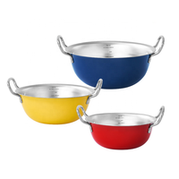Bol mélangeur coréen en acier inoxydable avec doubles poignées, saladier pour la cuisine domestique, bol à collation en métal durable avec poignée