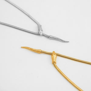Última 18K chapado en oro de acero inoxidable joyería Simple largo serpiente collar ajustable para mujeres Punk collar P243477 - Product Image 5