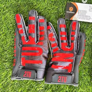 Gants de football américain pour hommes en gros, qualité supérieure, logo personnalisé, poignées antidérapantes, doigts entiers, poignet réglable, cuir - Product Image 5