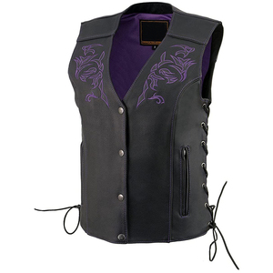 Chaleco clásico de cuero genuino para mujer de alta calidad, estilo Club, forros de algodón de punto, hecho a medida, informal, venta al por mayor, cremallera baja - Product Image 3