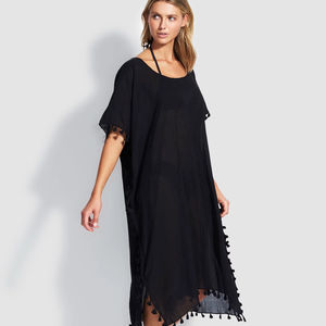 Vente en gros 2023 dernières femmes plage caftan mode grande taille impression personnalisée maillot de bain dames Viscose plage couvrir robe - Product Image 1