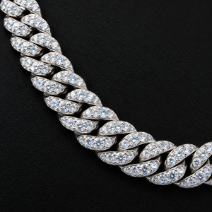 Collier cubain personnalisé en moissanite VVS taille ronde, entièrement serti, passe le testeur de diamant, chaîne cubaine en argent 925, bijoux fins pour hommes - Product Image 2
