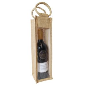 Sac de transport de bouteille de vin en jute de haute qualité avec poignée en ruban sac cadeau au meilleur prix pour couvercle de bouteille de vin - Product Image 2