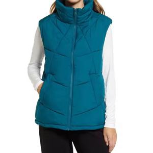 Chaleco hinchado de media manga al por mayor, chaqueta acolchada de invierno con forro aislante y cremallera completa, nuevo diseño, chaleco a prueba de viento a la moda para mujer - Product Image 2