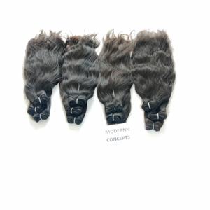 Venta al por mayor de color natural sin procesar cutícula alineada paquetes virgen ondulado indio templo extensiones de cabello humano - Product Image 4