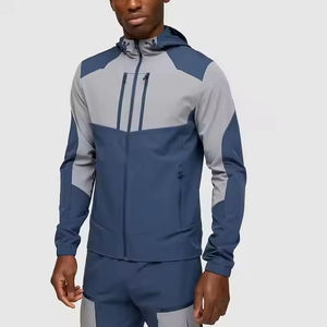 Venta al por mayor 90 _ Poliéster 10 _ Spandex Color Block Wind Breaker Chándales para hombres Logotipo personalizado - Product Image 2