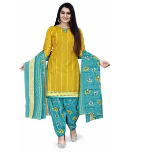 Ternos de algodão para mulheres, roupas paquistanesas casuais de boa qualidade, com costura punjabi e aparência incrível, para gramado ao ar livre