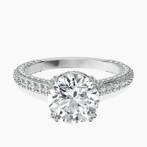 Bague Halo Croisée avec Diamant de Laboratoire 0,50 Carat en Or Blanc 14K, Couleur EF, Pureté VS1, Pierres Latérales 0,88 Carat, Profil Élevé - Product Image 1