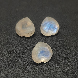3 Pcs Natural Rainbow Moonstone 9x9mm Heart Shape Facet 6.95 Cts Lot Iroc Sales Moonstone with Fire Loose Gemstones Cut US $6.35 - Product Image 1