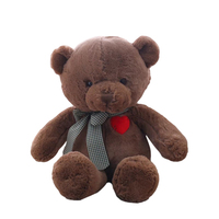 Ourson en peluche avec nœud en ruban, cœur rouge, mignon, pour cadeau de Saint-Valentin, ours en peluche doux, vente en gros