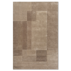 พรมขนสัตว์ผสมวิสโคสสีน้ำตาลเบจ Cera รุ่น Top-21218 ลาย Abstract สำหรับตกแต่งบ้าน ห้องนั่งเล่น ห้องโถง ห้องนอน พรมขนนุ่มรูปทรงสี่เหลี่ยมผืนผ้า - Product Image 1