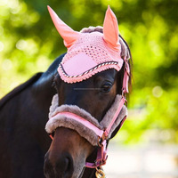 Haute qualité nouveau Style à la mode tricoté coton Crochet cheval équitation oreille Net Logo personnalisé équestre oreille Bonnets capuche