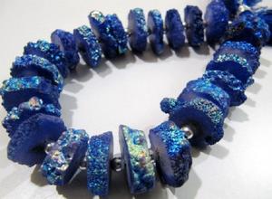 Perles en forme de disque de quartz solaire saphir bleu pierre de 4mm enduite d'une finition étincelante perles de 8 pouces de long brins taille 17-20mm - Product Image 2