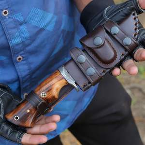 Cuchillo de Caza de Supervivencia para Exteriores, Diseño Full Tang, Hoja de Acero de Damasco con Punta de Gota, Mango de Madera, Personalizable OEM, Grado Industrial - Product Image 6