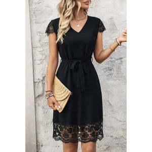 Vestido Mini Aerobin de Manga Corta con Cuello en V y Detalle de Encaje para Mujer de Jane's, Elegante y Casual para Usar de Día y de Noche - Product Image 2