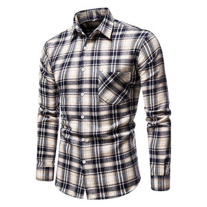 Chemises en flanelle de qualité supérieure en polyester et coton, manches longues, design personnalisé 2026, chemises pour hommes - Product Image 1