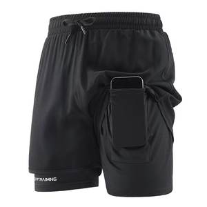 Pantalones cortos de entrenamiento de secado rápido 2 en 1 para hombre de verano cintura elástica tamaño XS entrenamiento de gimnasio y trotar pantalones cortos de Fitness para correr de doble cubierta - Product Image 5