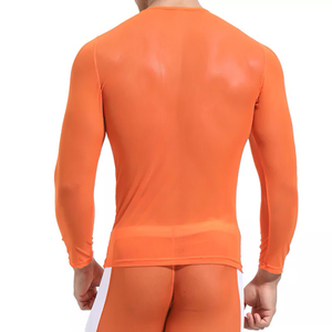 T-shirt en maille transparente pour hommes séchage rapide imperméable Sexy respirant couleur unie T-Shirts légers vêtements d'été - Product Image 6