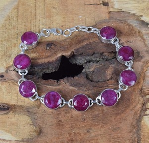 <b>Bracelet</b> with Fine Ruby Gemstone Tennis Beacelet India Best Quality Handmade Exquisite Tennis Solid 925 Sterling Silver Jewelry - Product Image 3