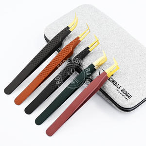Venta caliente Boot Volume Tip Fibra Luna Curva Aislamiento Pinzas Extensión de pestañas Pinzas Acero sostenible Diamond Grip Durable - Product Image 1