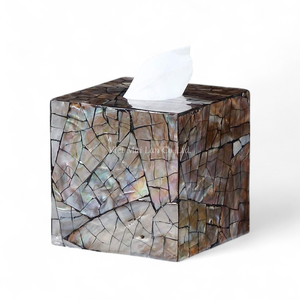 Caja de Pañuelos Clásica de Nácar, Hecha a Mano con Incrustaciones de Concha Natural, Ecológica, Accesorio de Decoración para el Hogar de Vietnam - Product Image 1