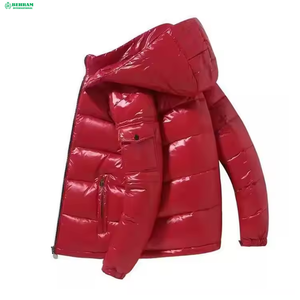 Veste matelassée noire à capuche avec fermeture éclair, coupe-vent, rembourrée de duvet, manteau d'hiver unisexe, style décontracté, coupe régulière, couleur unie - Product Image 4