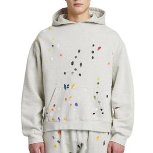 Hombres 100% algodón personalizado Logo blanco gota hombro sudaderas con capucha Sudadera con capucha jersey de gran tamaño pintura peso pesado sudaderas con capucha para hombres - Product Image 4